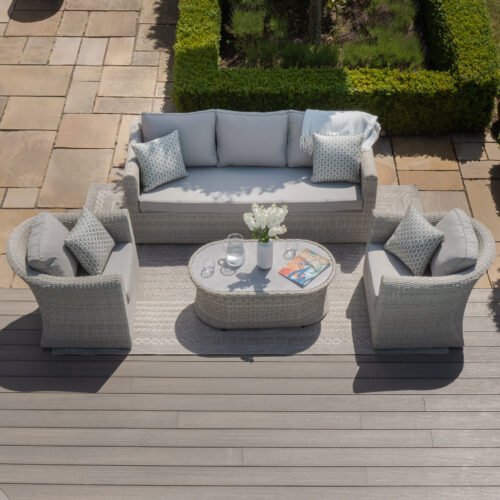 Oxford 3 Seat Rattan Sofa Set – Ceramic Glass